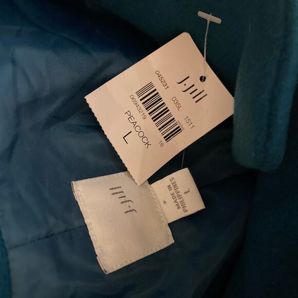 J. Jill Coat Peacock Womens Large Teal Button Front Fleece New - Picture 6 of 10
